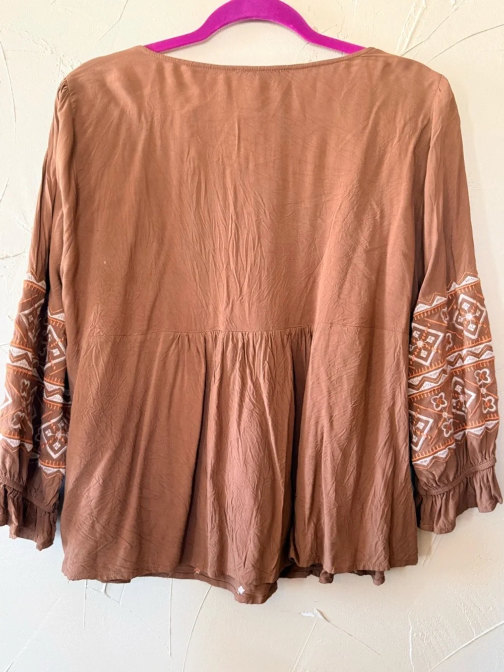 Savanna Jane Brown Embroidered Square-Neck Top size 1X - Picture 2 of 4